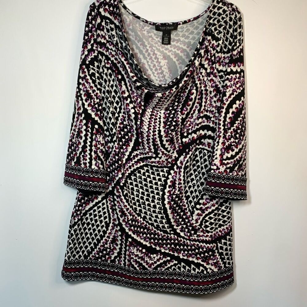 White House Black Market Women's Paisley Cowl Neck Tunic Top Multicolor Medium